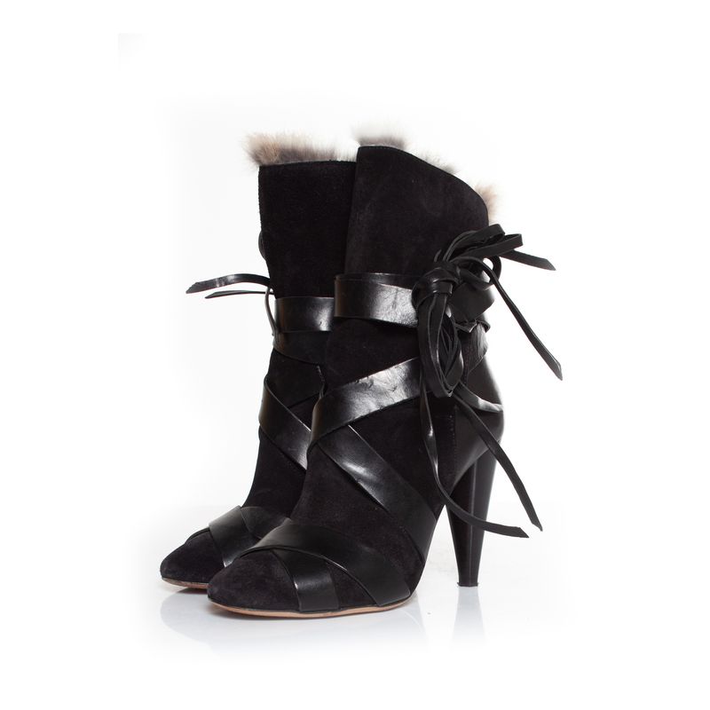 Isabel Marant Neta Rabbit Fur Ankle Booties